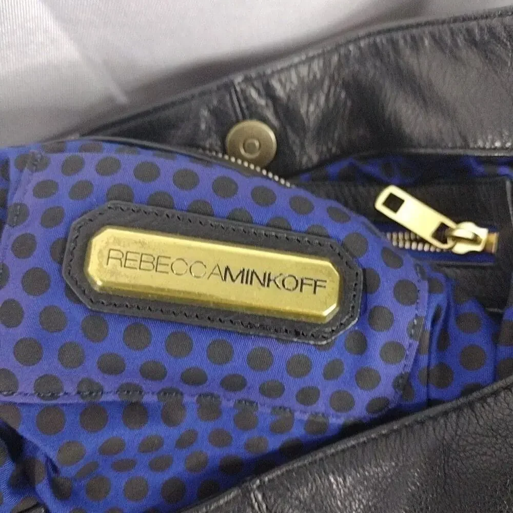 Rebecca Minkoff Hobo Bag Womens Large Black Leather Studded Gold Shoulder Purse